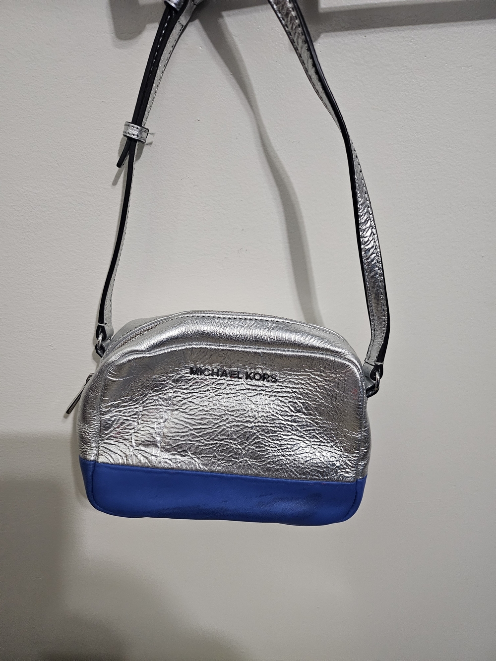 Michael Kors Silver & Blue Crossbody Bag